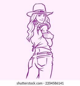 Niña abstracta en un vector de sombrero para tarjeta, ilustración, decoración
