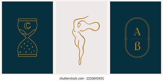 Abstract girl head and flowers vector pattern. Natural symbol of cosmetics. Abstract wall art print, woman Modern continuous line art. Fashion print.