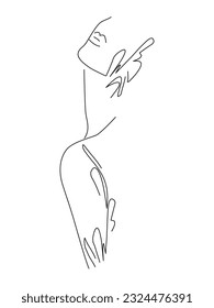 Abstract girl line art beauty design concept.