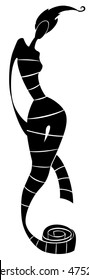 The abstract girl made of a centimetric tape