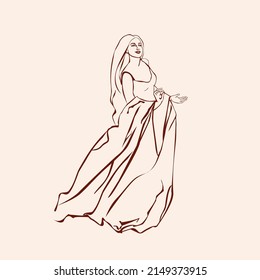 Abstract girl natural beauty  hand drawing for cards spring holiday  Portrait minimalistic style smiling woman  Symbol cosmetic  fashion  Mother's day  wedding  tattoo  Vector illustration