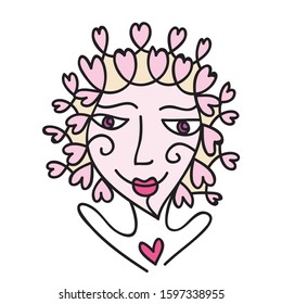 Abstract girl. Sketch. black and white. Vector illustration