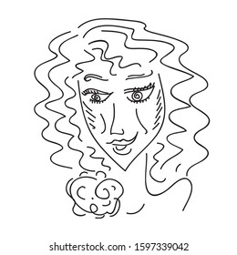 Continuous One Line Drawing Beautiful Girl Stock Vector (royalty Free 