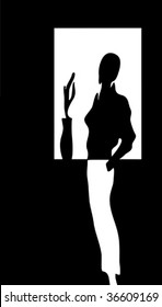 Abstract girl standing near the window