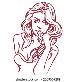 Abstract girl thinking vector for card, illustration, decoration