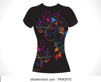 abstract girl tshirt floral design vector illustration
