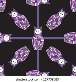 Abstract girls vector seamless pattern. Cat characters texture for surface designs, textiles, wrapping papers, wallpapers, phone case prints, fabrics.