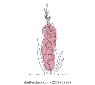 dibujo continuo de una línea de la flor de Gladiolus abstracta