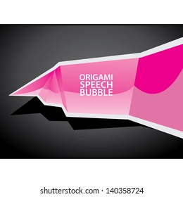 Abstract glamour pink paper origami ribbon on black background. Vector abstract origami background for website or cover design. Glamour Pink stylish brochure for text and advertising.