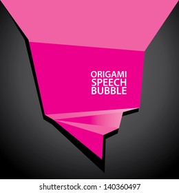Abstract glamour pink paper origami ribbon on black background. Vector abstract origami background for website or cover design. Glamour Pink stylish brochure for text and advertising.