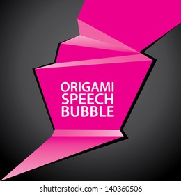 Abstract glamour pink paper origami ribbon on black background. Vector abstract origami background for website or cover design. Glamour Pink stylish brochure for text and advertising.