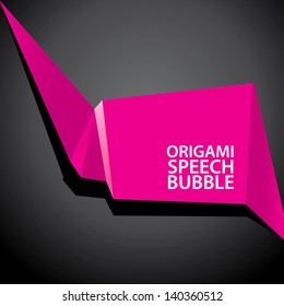 Abstract glamour pink paper origami ribbon on black background. Vector abstract origami background for website or cover design. Glamour Pink stylish brochure for text and advertising.