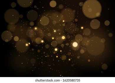 Abstract glares bokeh effect with glitters on a black background. Christmas lights. Vector illustration. EPS 10