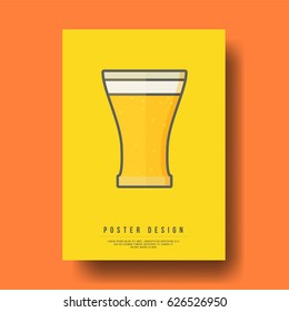 Abstract Glass of Beer Cover Design layout for banners, wallpaper, flyers, invitation, posters, brochure, voucher discount - Vector illustration template