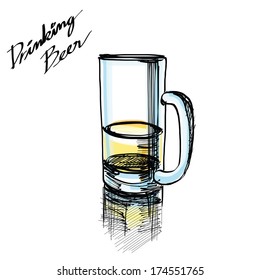 the abstract of glass of beer hand - drawn