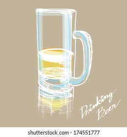 the abstract of glass of beer hand - drawn