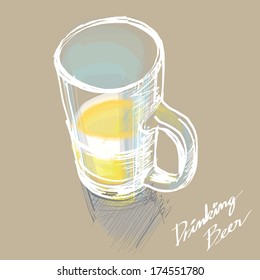 the abstract of glass of beer hand - drawn
