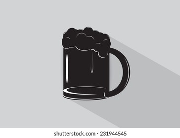 An abstract glass of beer on a gray background 