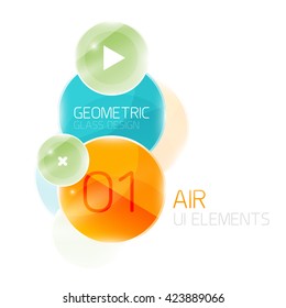 Resumen de círculos de vidrio con texto de muestra. Banner de información de opción. Diseño de diagrama de negocio, plantilla futurista brillante de aire