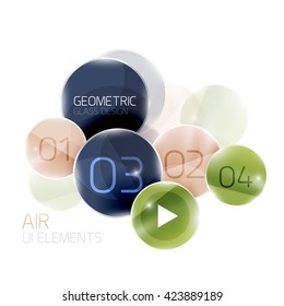 Abstract glass circles with sample text. Option info banner. Business diagram layout, air glossy futuristic template