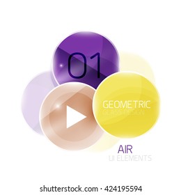 Abstract glass circles with sample text. Option info banner. Business diagram layout, air glossy futuristic template