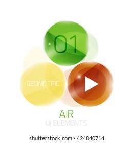 Abstract glass circles with sample text. Option info banner. Business diagram layout, air glossy futuristic template