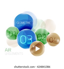 Abstract glass circles with sample text. Option info banner. Business diagram layout, air glossy futuristic template