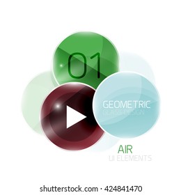 Abstract glass circles with sample text. Option info banner. Business diagram layout, air glossy futuristic template
