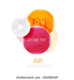 Abstract glass circles with sample text. Option info banner. Business diagram layout, air glossy futuristic template