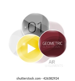 Abstrakte Glaskreise mit Beispieltext. Option Info-Banner. Geschäftsdiagramm-Layout, futuristische Hochglanzvorlage