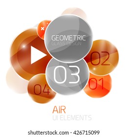 Abstract glass circles with sample text. Option info banner. Business diagram layout, air glossy futuristic template