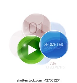 Abstract glass circles with sample text. Option info banner. Business diagram layout, air glossy futuristic template