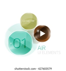 Abstract glass circles with sample text. Option info banner. Business diagram layout, air glossy futuristic template