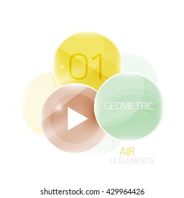 Abstract glass circles with sample text. Option info banner. Business diagram layout, air glossy futuristic template