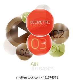Abstract glass circles with sample text. Option info banner. Business diagram layout, air glossy futuristic template