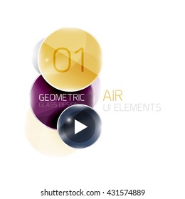 Abstract glass circles with sample text. Option info banner. Business diagram layout, air glossy futuristic template