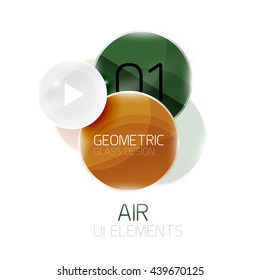 Abstract glass circles with sample text. Option info banner. Business diagram layout, air glossy futuristic template
