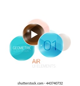 Abstract glass circles with sample text. Option info banner. Business diagram layout, air glossy futuristic template