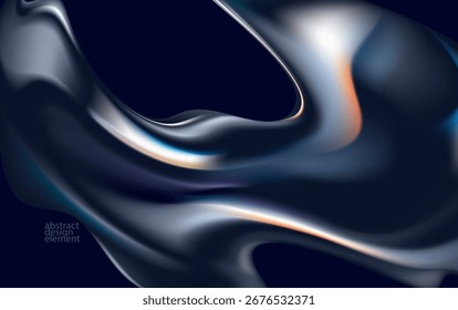 Abstrakte, flüssige Glasform auf dunklem Hintergrund. Vektor Flüssig Tapete.