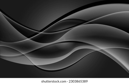 Abstract glass glossy curve wave overlap on grey design modern luxury futuristic creative background vector illustration.