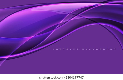 Abstract glass glossy curve wave on purple design modern luxury futuristic background vector illustration.