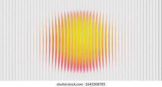 Abstract glass gradient circle with neon ribbed effect and reeded sphere texture. Futuristic fractal pattern for holographic background or tech backdrop. Vibrant rainbow blob with fluid yellow blend.