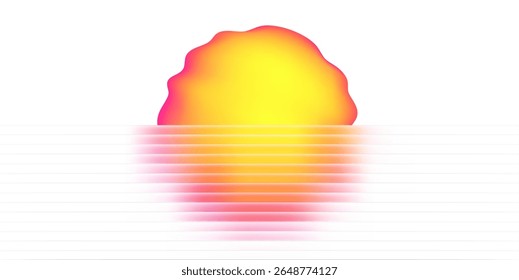 Abstract glass gradient circle with neon ribbed effect and reeded sphere texture. Futuristic fractal pattern for holographic background or tech backdrop.