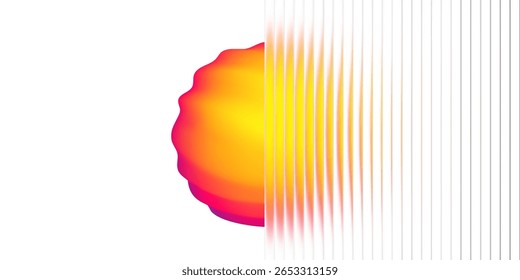 Círculo de gradiente de vidro abstrato com efeito de nervuras de néon e textura de esfera com nervuras vermelhas. Padrão fractal futurista para fundo holográfico ou fundo tecnológico.
