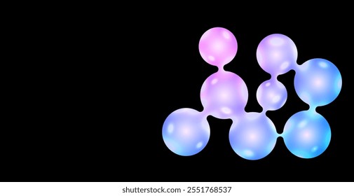 Estructura molecular de vidrio Abstractas sobre fondo negro. Fondo de pantalla de tecnología futurista. Ciencia o Anuncio médico. Ilustración vectorial