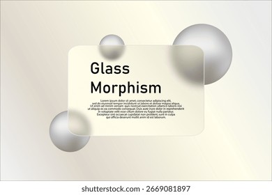 Abstract Glass Morphism Design with Gray Spheres. Eps 10