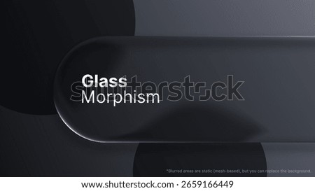 Abstract glass morphism liquid shapes on a dark background. Modern blurred translucent panels for UI UX design.
