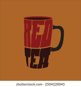 abstract of a glass of red tea (black tea) with a combination of text