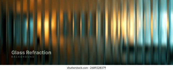 Fundo de refração de vidro abstrato com listras de luz borrada vertical. Design gráfico moderno para papel de parede, banner ou apresentação.
