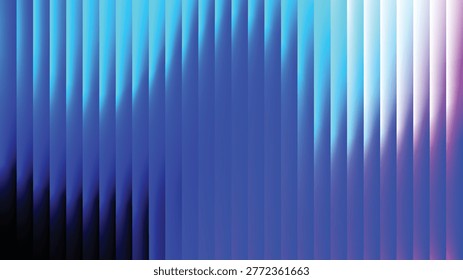 Abstract glass ripple wave background with fractal light flow, deep blue gradient surface, vertical stripe texture, smooth translucent transitions, luminous depth, modern vector illustration